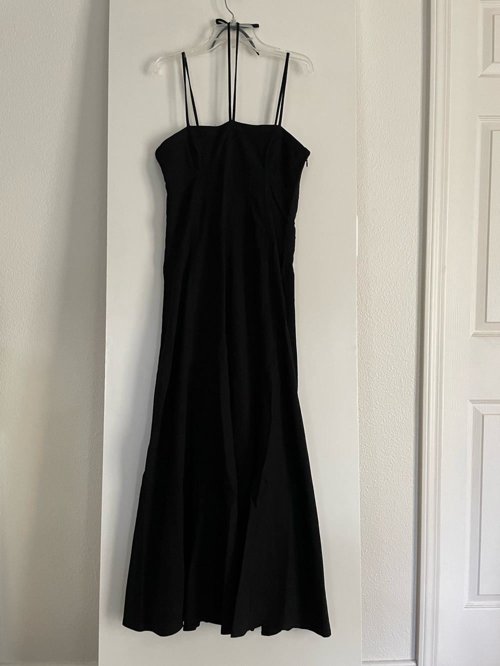 S: ZARA Cotton Blend Black Corset Midi Dress Adj. Straps NWT